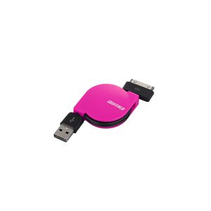 BUFFALO iPhone・iPad・iPod用巻き取りケーブル USB-A:Dock ピンク BSMPC08I75PK