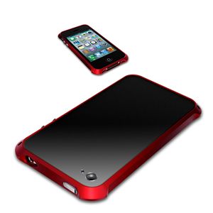 BUFFALO iPhone 4S/4両用 アルミバンパー 液晶/背面フィルム付 レッド BSIP11PCARD