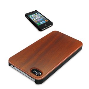 BUFFALO iPhone 4S/4両用 ウッド+ラバーケース フィルム付 ローズウッド BSIP11PCWRW