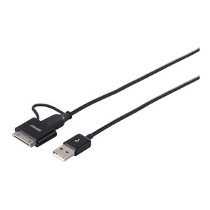 BUFFALO USB2.0ケーブル A to microB Dock変換付 MFI認証 1.2m ブラック BSIPC08U12BK