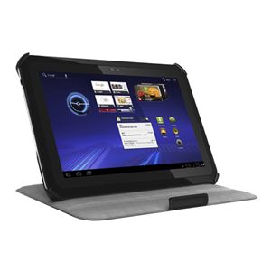 BUFFALO docomo ARROWS Tab LTE F-01D用レザーケース 液晶保護フィルム付 ブラック BSTPF01NLBK