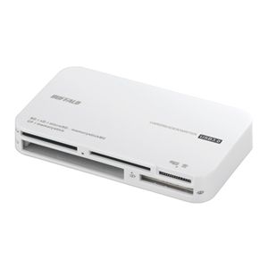 BUFFALO 高速カードリーダーライター 9倍速 USB3.0対応 51+6メディア対応 ホワイト BSCR09U3WH