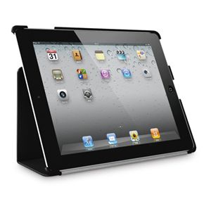 BUFFALO iPad(2012年モデル)用 レザーケース 液晶保護フィルム付 ブラック BSIPD12LBK