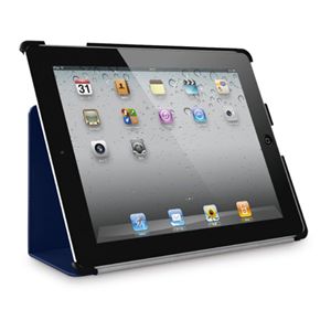 BUFFALO iPad(2012年モデル)用 レザーケース 液晶保護フィルム付 ネイビー BSIPD12LNV