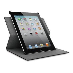 BUFFALO iPad(2012年モデル)用 回転レザーケース 液晶保護フィルム付 ブラック BSIPD12RLBK