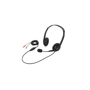 BUFFALO ヘッドセット 両耳 ヘッドバンド式 半密閉タイプ ノイズ低減 ブラック BSHSH07BK