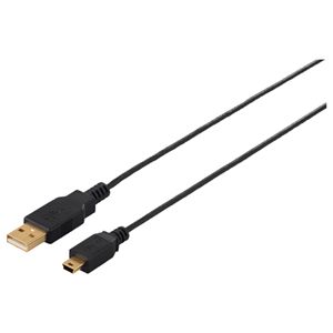BUFFALO USB2.0ケーブル (A to miniB) スリムタイプ 0.5m ブラック BSUAMNSM205BK