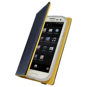 BUFFALO GALAXY SIII SC-06D専用 レザーケース 液晶保護フィルム付 ネイビー BSMPSC06DLNB