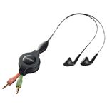 BUFFALO 両耳イヤフォン式ヘッドセット 巻き取りタイプ ブラック BSHSE08RBK