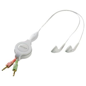 BUFFALO 両耳イヤフォン式ヘッドセット 巻き取りタイプ ホワイト BSHSE08RWH