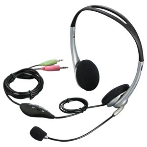 BUFFALO 両耳ヘッドバンド式ヘッドセット ノイズキャンセリングマイク搭載 シルバー BSHSH08SV