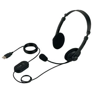 BUFFALO 両耳ヘッドバンド式ヘッドセット USB接続/ノイズキャンセリングマイク搭載 ブラック BSHSUH10BK