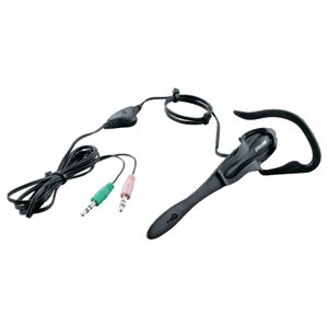 BUFFALO 片耳イヤフック式ヘッドセット ボリューム付 ブラック BSHSE06VBK