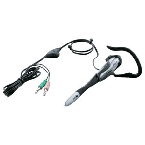 BUFFALO 片耳イヤフック式ヘッドセット ボリューム付 シルバー BSHSE06VSV