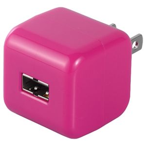 BUFFALO キューブ型どっちもUSB充電器 1ポートタイプ スマホ全キャリア・全機種対応 ピンク BSMPA13PK