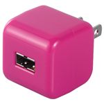 BUFFALO キューブ型どっちもUSB充電器 1ポートタイプ スマホ全キャリア・全機種対応 ピンク BSMPA13PK