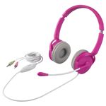 BUFFALO 両耳ヘッドバンド式ヘッドセット 半密閉/ノイズキャンセリングマイク搭載 ピンク BSHSH13PK