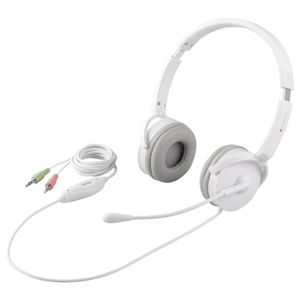 BUFFALO 両耳ヘッドバンド式ヘッドセット 半密閉/ノイズキャンセリングマイク搭載 ホワイト BSHSH13WH