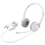 BUFFALO 両耳ヘッドバンド式ヘッドセット 半密閉/ノイズキャンセリングマイク搭載 ホワイト BSHSH13WH