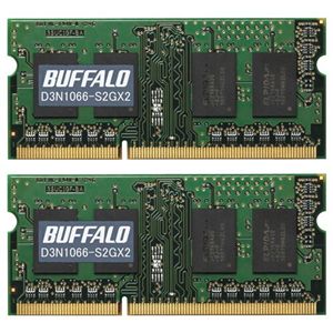 バッファロー PC3-8500(DDR3-1066)対応 204Pin用 DDR3 SDRAM S.O.DIMM 2GB 2枚組 D3N1066-S2GX2