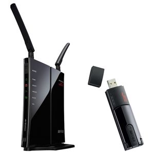 バッファロー QRsetup エアステーション ハイパワー 11n/g 300Mbps 無線LAN親機 USB子機セット WHR-300HP/U