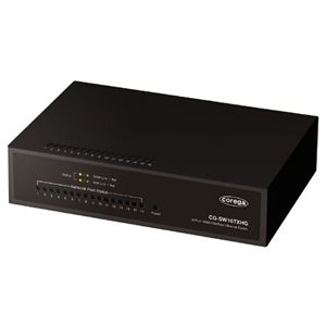 コレガ 16ポート 100M/10M スイッチングHUB(メタル筐体電源内蔵) RoHS指令準拠 CG-SW16TXHG