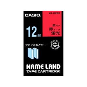 カシオ計算機 カシオ ネームランドテープ(12mm/蛍光赤に黒字/長さ5.5m) XR-12FRD