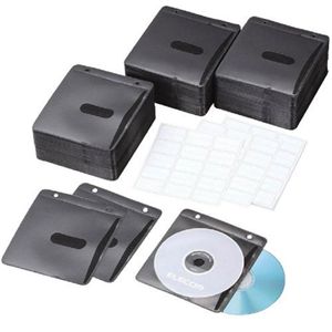 エレコム 不織布CD/DVDケース(300枚セット) ブラック CCD-019XLBK