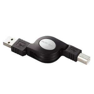 エレコム 巻き取り式USB2.0準拠ケーブル USB(A)-USB(B) 0.8m(ブラック) USB-RL08B