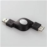 エレコム 巻き取り式USB2.0準拠ケーブル USB(A)-USB(A) 0.8m(ブラック) USB-RLEA08B