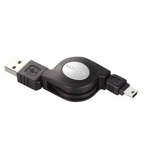 エレコム 巻き取り式USB2.0準拠ケーブル USB(A)-USB(mini-B) 0.8m(ブラック) USB-RLM508B