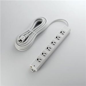 エレコム EU RoHS指令準拠 二重構造工事用タップ 3P6口 5m(ライトグレー) T-WRM3650LG/RS