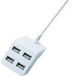 エレコム トップポートタイプ バスパワー専用4ポート USB2.0ハブ/1.5m(ホワイト) U2H-E415BWH