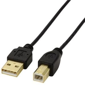 エレコム USB2.0ケーブル/極細 ABタイプ/2.0m(ブラック) U2C-BX20BK