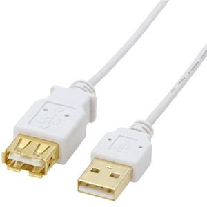 エレコム USB2.0準拠 延長ケーブル/極細 Aタイプ/1.0m(ホワイト) U2C-EX10WH
