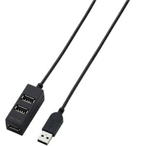 エレコム スイングプラグ採用 バスパワー専用3ポート USB2.0ハブ/0.3m(ブラック) U2H-TZ303BBK