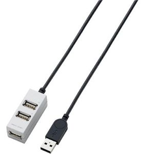 エレコム スイングプラグ採用 バスパワー専用3ポート USB2.0ハブ/0.3m(シルバー) U2H-TZ303BSV