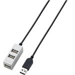 エレコム スイングプラグ採用 バスパワー専用3ポート USB2.0ハブ/0.3m(シルバー) U2H-TZ303BSV