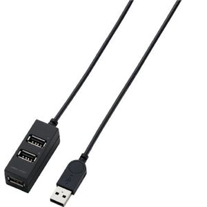 エレコム スイングプラグ採用 バスパワー専用3ポート USB2.0ハブ/1.0m(ブラック) U2H-TZ310BBK