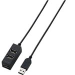 エレコム スイングプラグ採用 バスパワー専用3ポート USB2.0ハブ/1.0m(ブラック) U2H-TZ310BBK