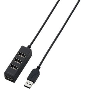 エレコム スイングプラグ採用 バスパワー専用4ポート USB2.0ハブ/0.3m(ブラック) U2H-TZ403BBK