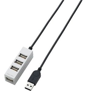 エレコム スイングプラグ採用 バスパワー専用4ポート USB2.0ハブ/1.0m(シルバー) U2H-TZ410BSV