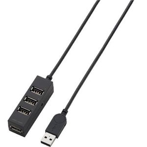 エレコム スイングプラグ採用 セルフ&バスパワー対応4ポート USB2.0ハブ/1.0m(ブラック) U2H-TZ410SBK