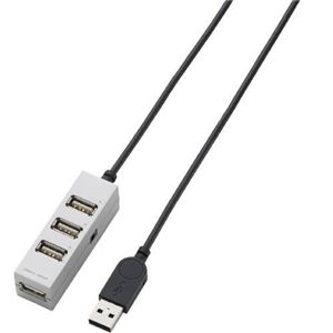 エレコム スイングプラグ採用 セルフ&バスパワー対応4ポート USB2.0ハブ/1.0m(シルバー) U2H-TZ410SSV