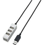 エレコム スイングプラグ採用 バスパワー専用4ポート USB2.0ハブ/2.0m(シルバー) U2H-TZ420BSV