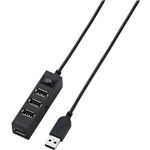 エレコム スイッチ付セルフ&バスパワー対応4ポート USB2.0ハブ/2.0m(ブラック) U2H-TZ420SBK