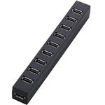 エレコム マグネット付 セルフ&バス対応10ポート USB2.0ハブ(ブラック) U2H-Z10SBK