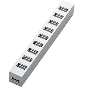 エレコム マグネット付 セルフ&バス対応10ポート USB2.0ハブ(シルバー) U2H-Z10SSV
