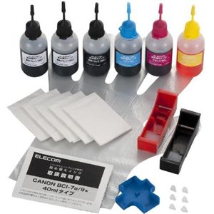 エレコム キヤノンインクジェット BCI-7e/9BKカートリッジ専用インク 4回詰替タイプ THC-MP500SETN