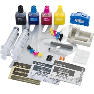 エレコム エプソンインクジェット専用インク+リセッター 3回詰め替えタイプ THE-46KITN
